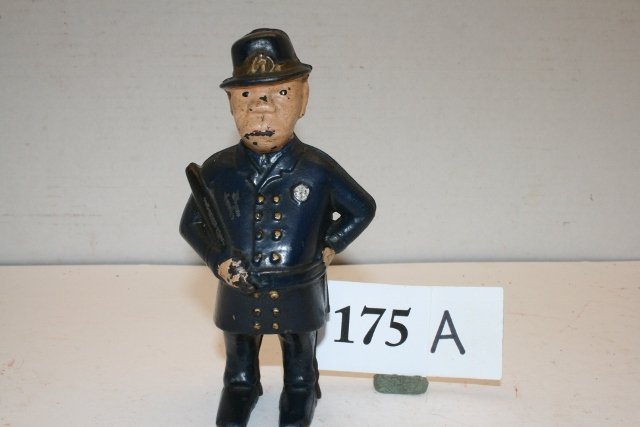 Cast Iron Blue Cop Bank: Cast Iron Blue Cop Bank – 5 ¾”