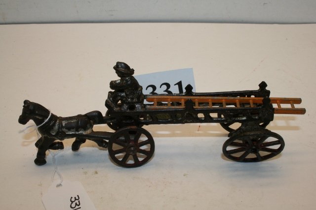 Hubley Single Horse Ladder Wagon: Hubley Single Horse Ladder Wagon, ladders, 20% paint