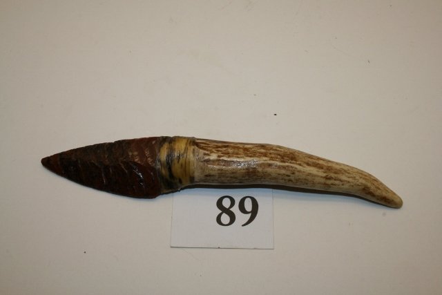 7 3/8” Hafted Obsidian Blade: 7 3/8” Hafted Obsidian Blade made by Dale Duby of Great Basin Art. Has C.O.A. signed by Duby