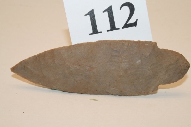 Carter cave Flint? Turkey Tail Harrison Blade: 4 3/8” Carter cave Flint? Turkey Tail Harrison Blade “Stone Grave Link Farm Waverly Tenn. C.B.B. Jr.” on piece pic. “The Sirkin Collection” Item 110 pp. 172-173 – Ex. McConnell, Sirkin, Dr