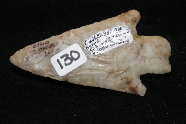 3 ¾” Flint Ridge Adena Point: 3 ¾” Flint Ridge Adena Point – Wood Co. Ohio – Ex. Root Coll. Wallace Gusler Coll.