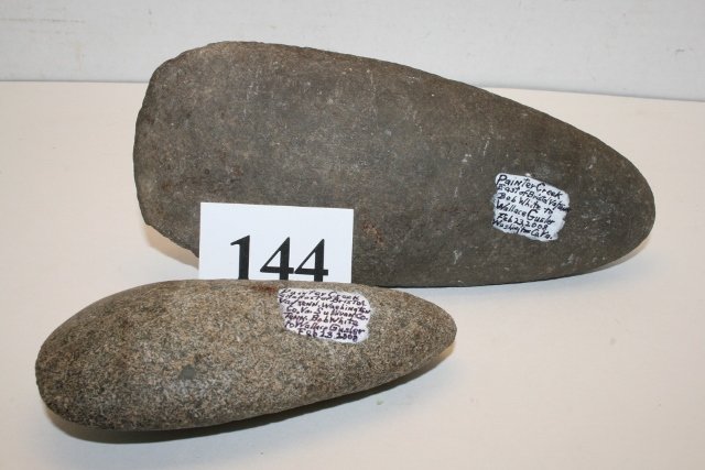 2 Celts from Painter Creek: Lot consisting of 2 Celts from Painter Creek Site East of Bristol Border of Virginia – Tenn, largest 7 ¼” Wallace Gusler Coll.