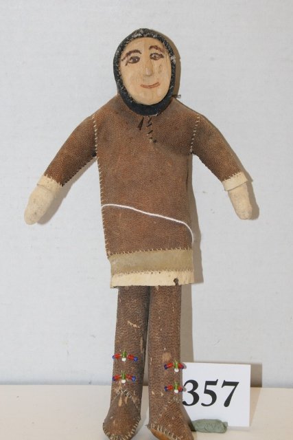 Eskimo Male Seal Skin Doll: 9 ½” Eskimo Male Seal Skin Doll