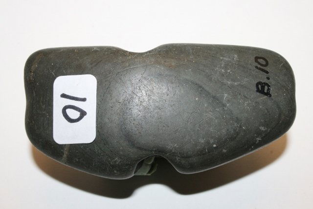 3 1/8” Banded Slate Bannerstone: 3 1/8” Banded Slate Bannerstone Thumbnail size flake to one corner from the Tim Ponstingle Coll.