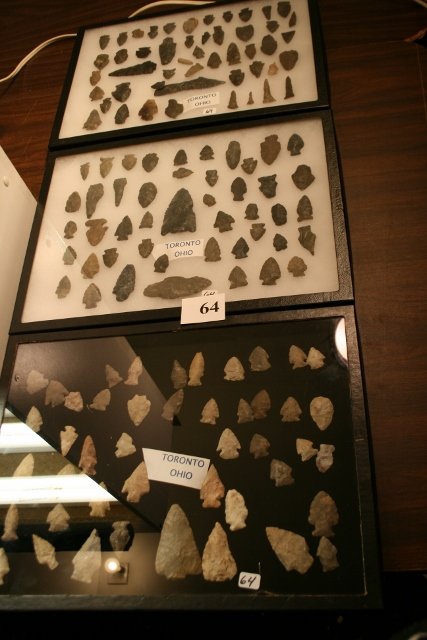 136 Flint Points: Three 16” x 12” Frames total of 136 Flint Points – largest 4 ¾” found Toronto, Ohio – nice lot from the Tim Ponstingle Coll.