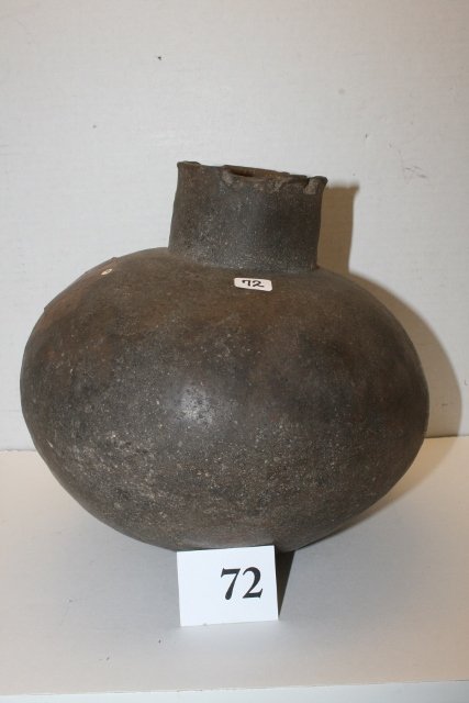 Wide Mouth Water Jar: 10” x 9” Wide Mouth Water Jar, Mississippian, chipped at rim, Mississippi County, Arkansas, several flakes missing on body of jar from the Tim Ponstingle Coll.