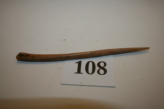 5 5/8” Bone Awl: 5 5/8” Bone Awl found on Prehistoric Village Site Kaywood, Washington Co. Virginia – south of Saltville, mound excavated 1935
