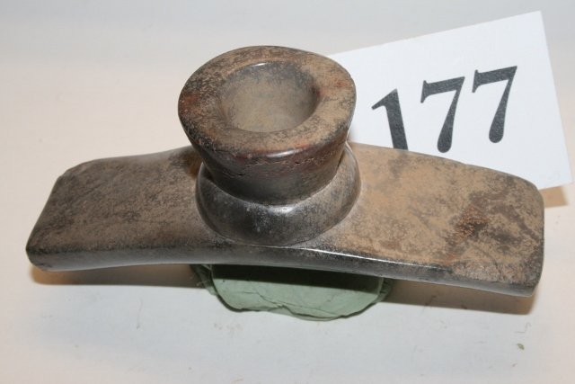 Pipestone Hopewell Platform Pipe: 4 ¼” x 1 7/8” Highly Polished Pipestone Hopewell Platform Pipe, old tag reads Calhoun Co., Ill. Nicely made, age uncertain