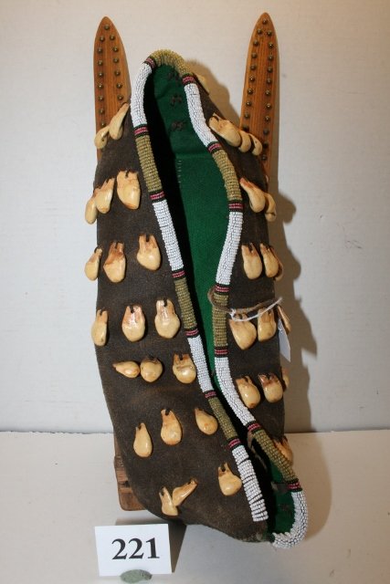 Beaded Child’s Doll Cradle: 18” Beaded Child’s Doll Cradle, contemporary, decorated with elk teeth