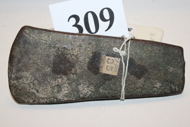 4 11/16” Copper Celt: 4 11/16” Copper Celt found near Winnie Connie, Wisc., acquired from Wiesner