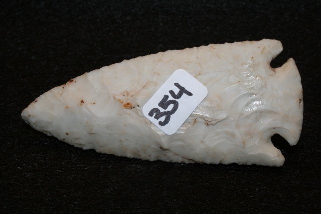 Chipped Diagonal Notch Point: 3 ½” Nicely Chipped Diagonal Notch Point – Ark. from the Kurt Rausch Coll.