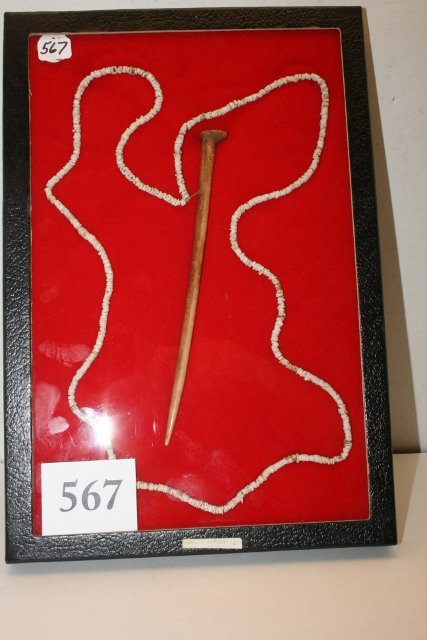 Strand of Small Shell Beads: Strand of Small Shell Beads – Fantastic Bone Hair Pin – all from Spiro Mound, Oklahoma