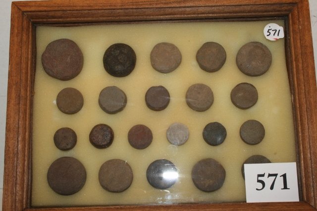 21 Fort Ancient Game Discs: Wood Display Box with 21 Fort Ancient Game Discs