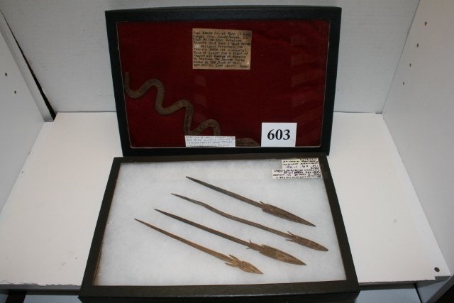4 Iron Spear Heads: 4 Iron Spear Heads – Indonesia – longest 8 ¼” and Iron Hopi Snake