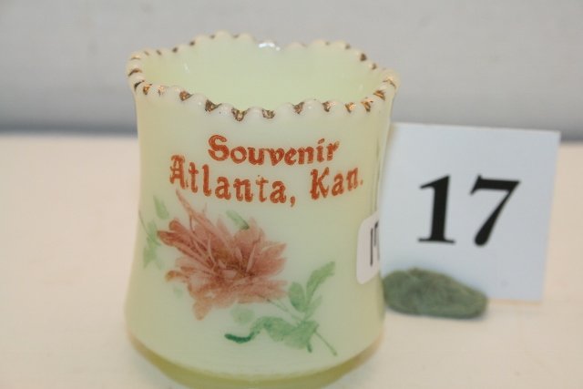 Custard Thumbprint Toothpick Holder: Custard Very Tiny Thumbprint Souvenir Atlanta, Ks. Toothpick Holder