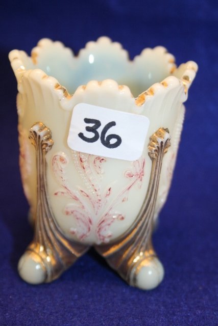 Custard Inverted Fan & Feather Toothpick Holder: Custard Inverted Fan & Feather Toothpick Holder