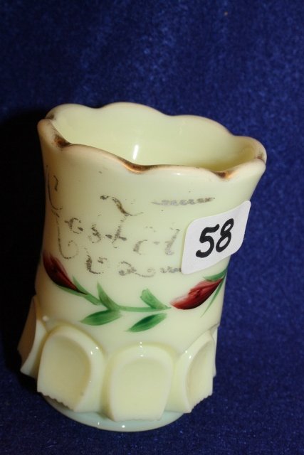 Custard Ribbed Thumbprint Toothpick Holder: Custard Ribbed Thumbprint (1909) Toothpick Holder