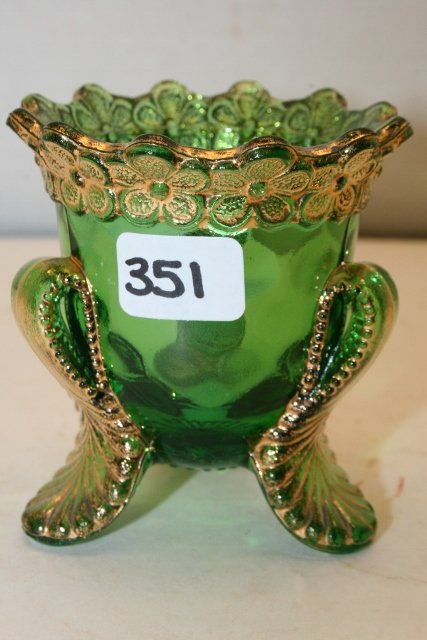 Green Vermont Toothpick Holder: Green Vermont Toothpick Holder – gold décor