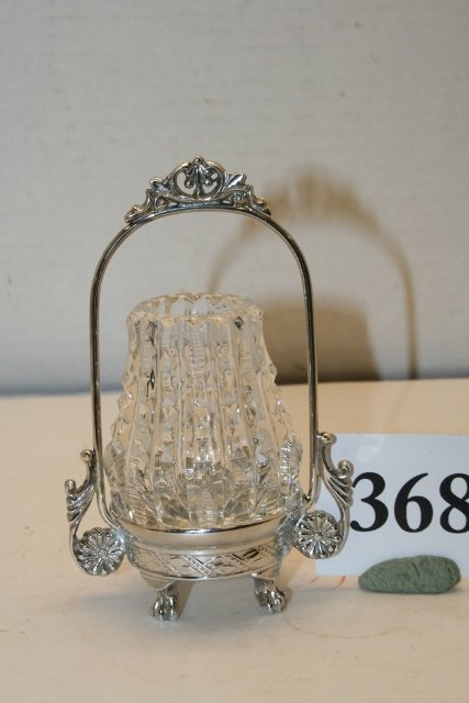 Aurora Silver Plate Holder Toothpick Holder: Cut Glass in Aurora Silver Plate Holder Toothpick Holder