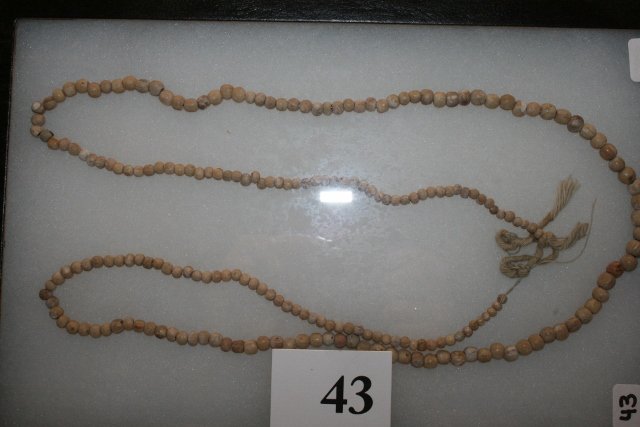 Ball Shaped Shell Beads: 40” Strand Ball Shaped Shell Beads, Spiro Mound Engelder - Bell Coll.