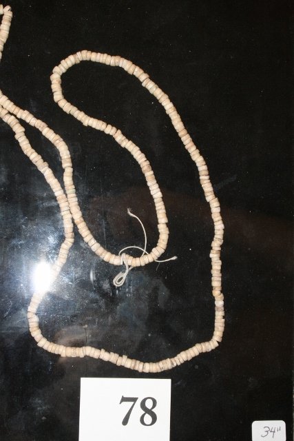 34” Strand Small Disc Shaped Shell Beads: 34” Strand Small Disc Shaped Shell Beads, Spiro Mound, Oklahoma, Bell, Englander Coll.