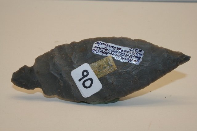 Hornstone Turkey Tail Point: 4 ½” Hornstone Turkey Tail Point – Ex. Norm Gorgitsky Coll. Wallace Gusler Coll.