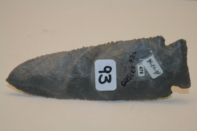 Hornstone Finely Flaked Stillwell Point: 4 ½” Hornstone Finely Flaked Stillwell Point, Ohio Wallace Gusler Coll.