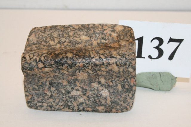 Granite Bannerstone: 2 ¾” Granite Bannerstone, Calhoun Co. Ill. – Harrington – Griffeth Colls. Wallace Gusler Coll.