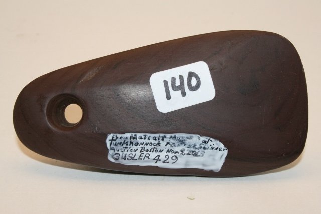 Red Banded Slate Celt: 3 5/8” Red Banded Slate Celt, Drilled Like a pendant, old museum marking, circa 1890’s Cauttubus Co. New York – Jacobs Coll. Metcalf Museum, Tunkhannock Pa. bit is sharp