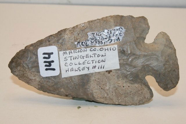 Bayport Chert Thebes Point: 4 3/8” Bayport Chert Thebes Point – Marion Co. Ohio – Ex. Singleton, Halsey, Fout Colls. Wallace Gusler Coll.