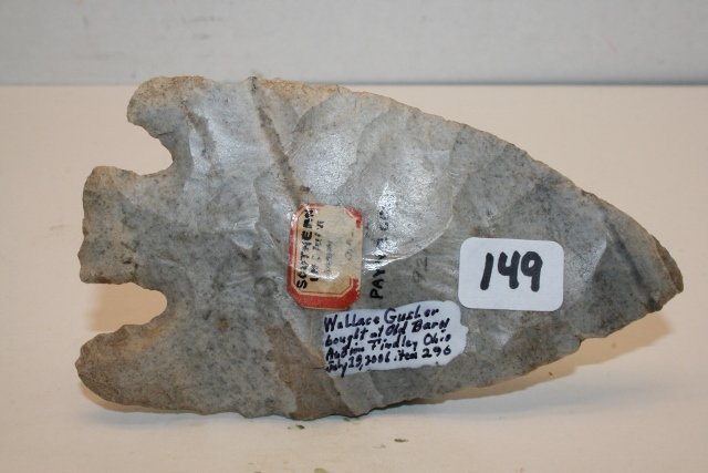 4 3/8” Smith Point: 4 3/8” Smith Point – Indiana – Green Flint, Ex. Payne Coll. Wallace Gusler Coll.