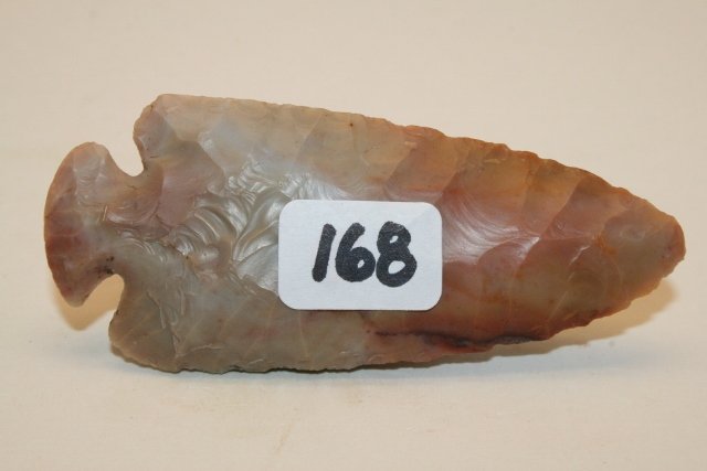 Flint Ridge Dovetail Point: 3” Colorful Flint Ridge Dovetail Point, Franklin Co. Ohio – Ex. Beer Coll. Nice!