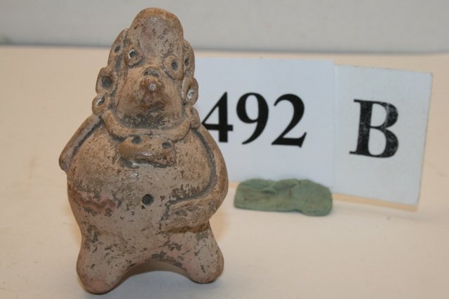 Pottery Rattle: 2 ¾” Pottery Rattle, handle missing Vera Cruz