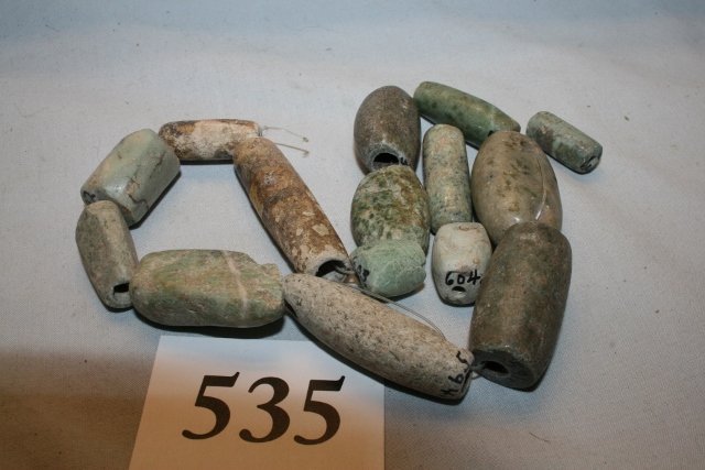 Group of 13 Jadite Beads Mayan: Group of 13 Jadite Beads Mayan, Lorenzo Borenstein Coll.