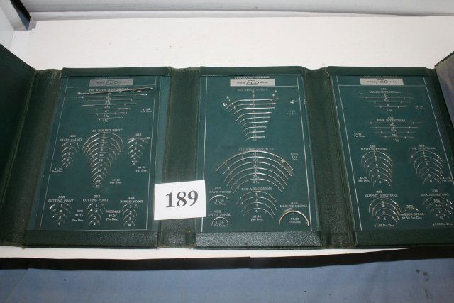 Complete Set of Eco Surgeon Needles: Complete Set of Eco Surgeon Needles in original Salesman Sample 5 Folding Section Case – by Eisele & Co. Nashville, Tenn.