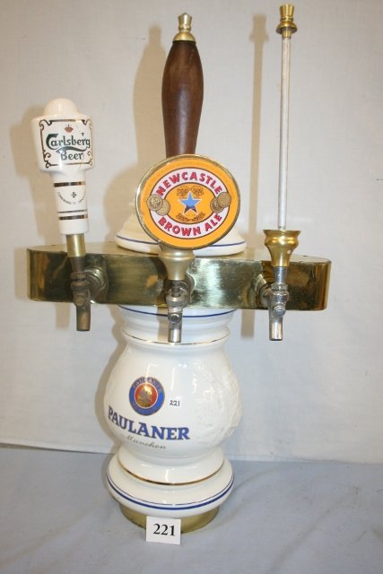 Paulaner 3 Brew Beer Tap: 21” Paulaner 3 Brew Beer Tap in Porcelain Carlsburg & Newcastle Brown Ale – Tap Handles