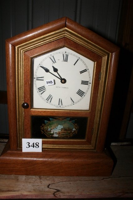 Seth Thomas Clock Case: 15 ½” Seth Thomas Clock Case – no works – walnut case – new face