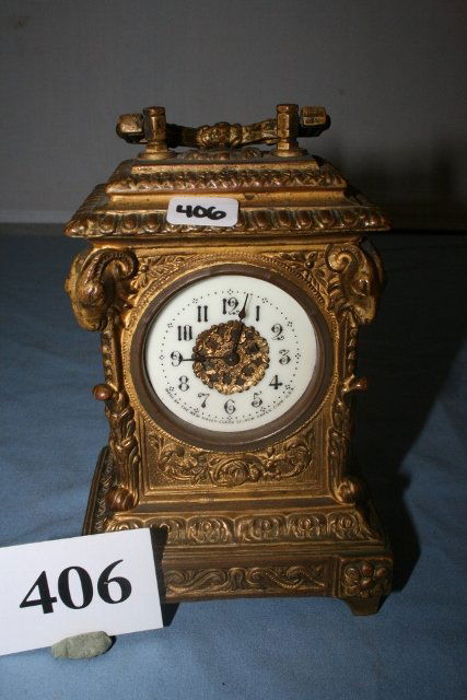 New Haven carriage Clock: 6 ½” Brass Wash Over Copper New Haven carriage Clock – Porcelain Face – Does not run