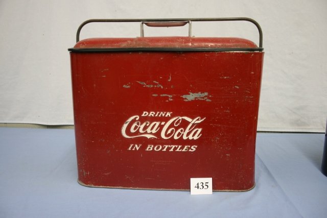 Coca Cola Airline Cooler: 7 ½” x 17” x 17” Tall Coca Cola Airline Cooler – no insert, original red paint – well worn & dent inside
