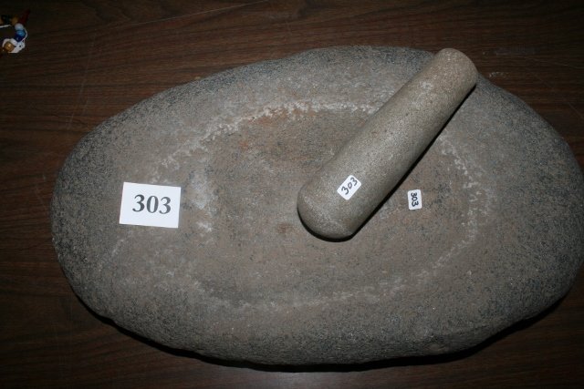 Stone Mortar with 8” Pestle: 19” x 11 ½” Stone Mortar with 8” Pestle
