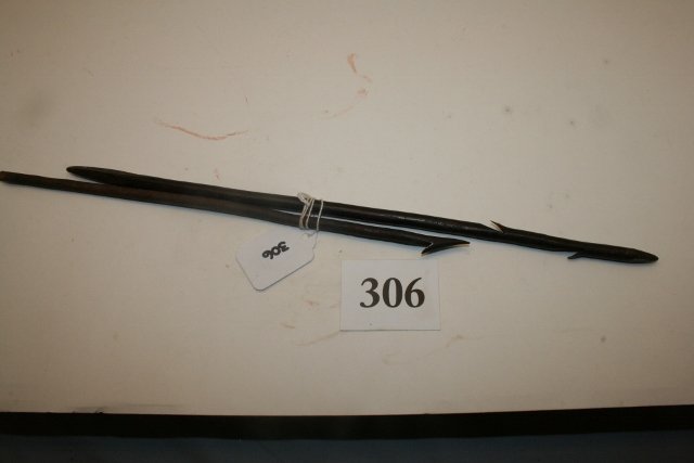 2 Hand Forged Iron Muskrat Spears: 2 Hand Forged Iron Muskrat Spears – longest 13”
