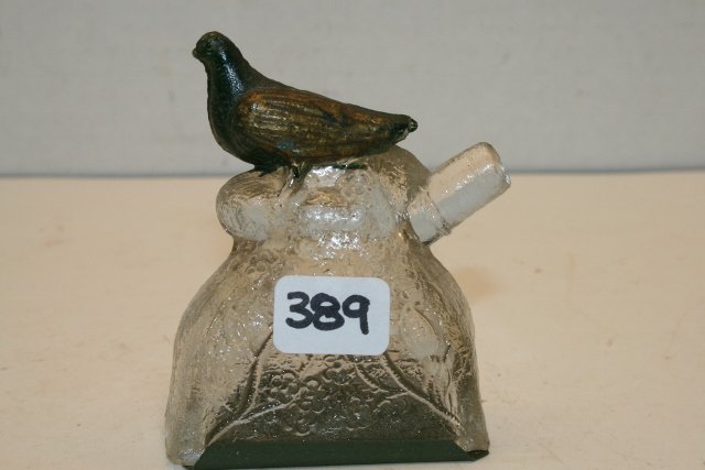 Bird on mound: Bird on mound, original closure, chip on tail, 90% paint, no whistle