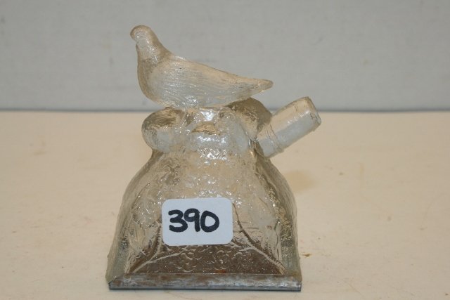 Bird on mound: Bird on mound, no paint, new closure, chip on beak, no whistle