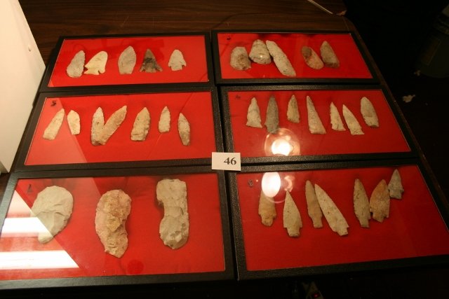 34 Misc. Points: (6) 14” x 8” Frames Total of 34 Misc. Points – Flint Celts and Points from Missouri, largest 5 ½” - Ex. Marcou Coll.