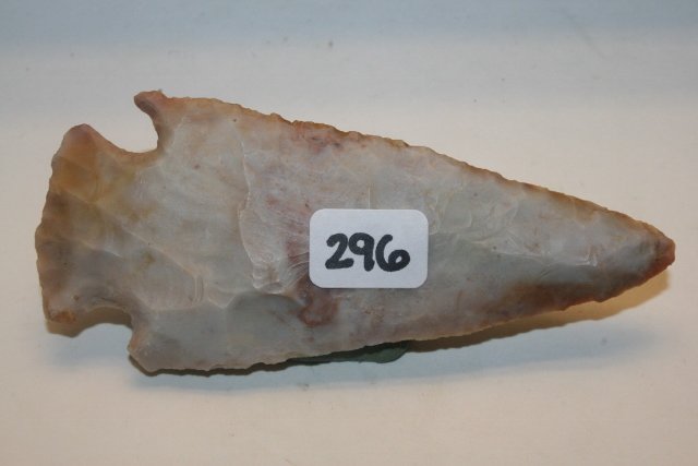 Carter Cave Flint Hopewell Point: 4 1/8” Carter Cave Flint Hopewell Point – old ding to one barb, Ohio