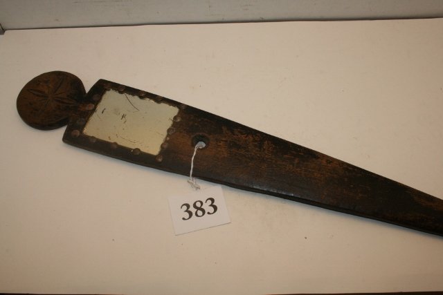 Carved Wood Dance Wand: 22 ¼” Carved Wood Dance Wand with mirror, Elk Head engraved 1890’s