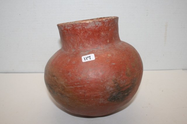 Redware Pottery Jar: 7 ¼” x 7” Redware Pottery Jar – solid