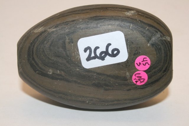 Banded Slate Fluted Tube Bannerstone: 2 5/8” Banded Slate Fluted Tube Bannerstone – Tuscola Co. Mich. – Ex. B.W. Stephens (B-107) J.G. Braeklein Coll. Pryor to 1938 Jackson and Bennett C.O.A.’s