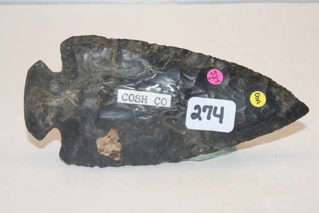 Coshocton Flint Dovetail Point: 4 ½” Coshocton Flint Dovetail Point – Coshocton Co. Ohio – Ex. Diller Coll. Bennett C.O.A. – Nice