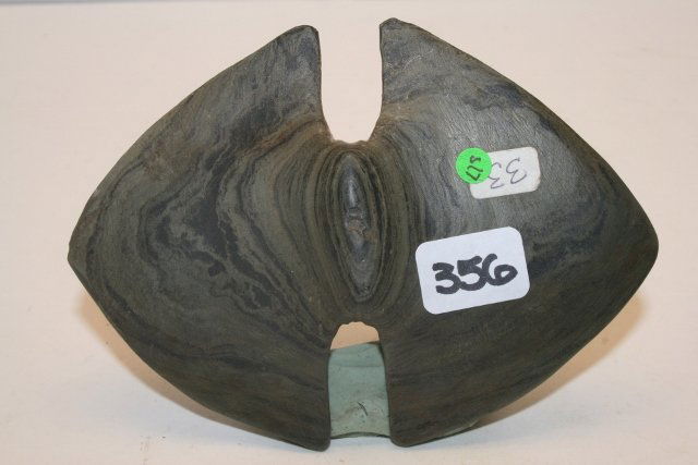 Banded Slate Butterfly Bannnerstone: 4 1/8” Banded Slate Butterfly Bannnerstone – restored by Scott Stoneking, certificate of restoration